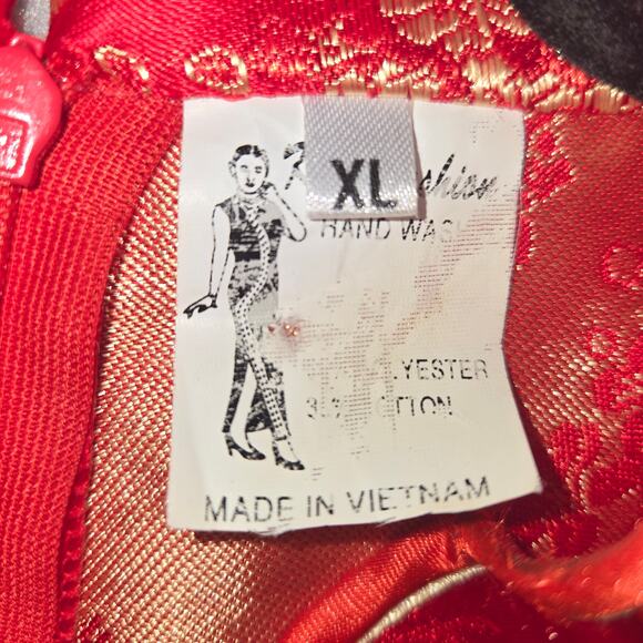 Red Floral Brocade Cheongsam Qipao Dress XL Chinese Traditional Satin Side Slits - Picture 2 of 13